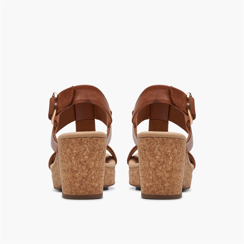 Clarks Dame Giselle stil kilehæl sandaler Tan Leather - Billede 5