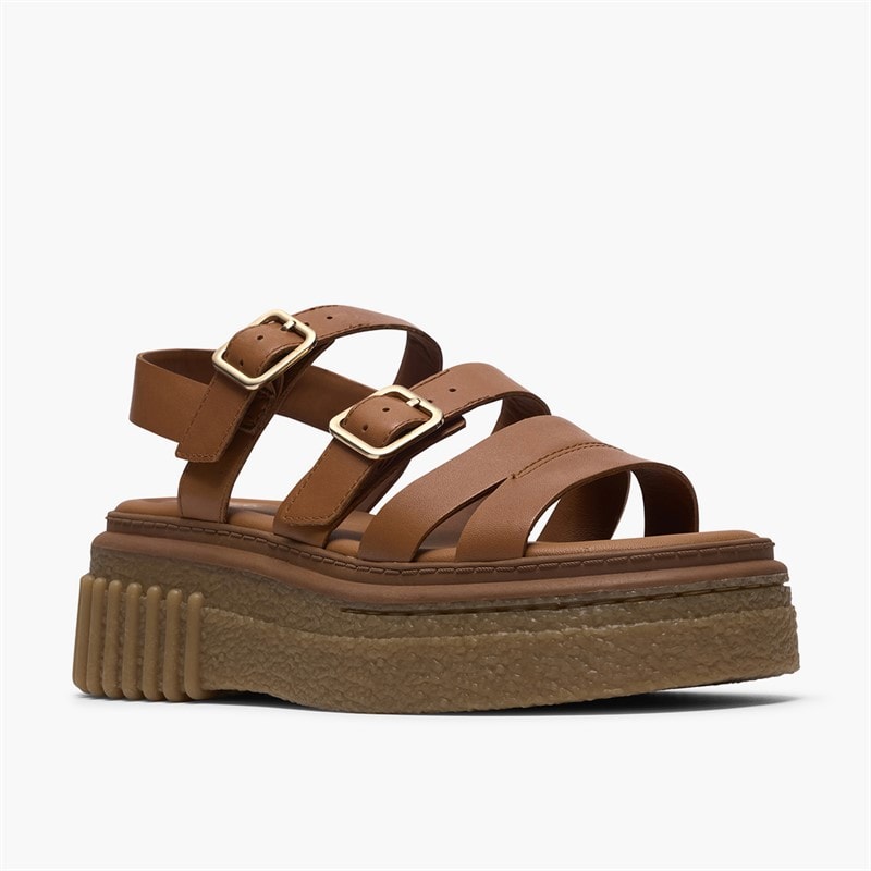 Clarks Dame Evamar Sandaler Med Strop Tan Leather - Billede 4
