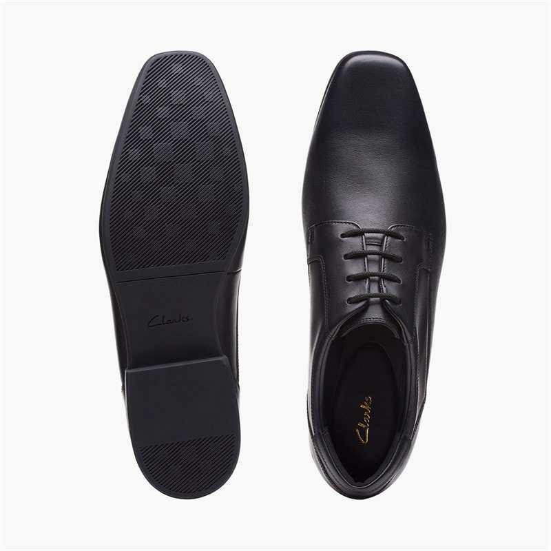 Clarks Herre Sidton Snøresko Black Leather - Billede 3
