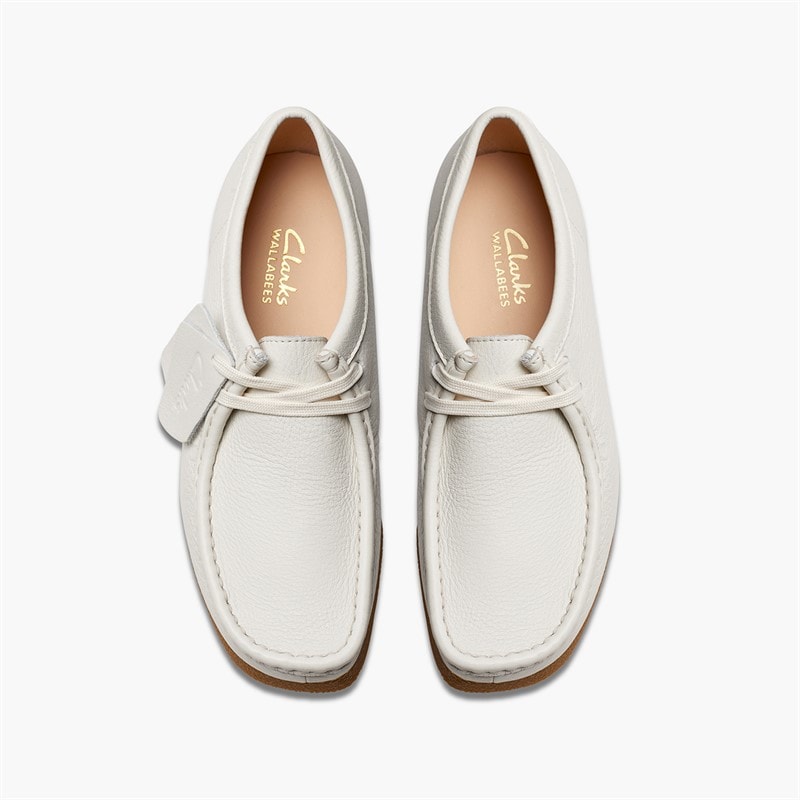 Clarks Dame Wallabee EVO Sko Off White Leather - Billede 2