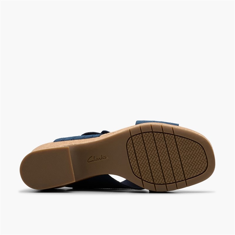 Clarks Dame Nerisa West Kilehæle Sandaler Navy Nubuck - Billede 3