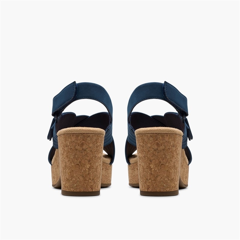 Clarks Dame Nerisa West Kilehæle Sandaler Navy Nubuck - Billede 5