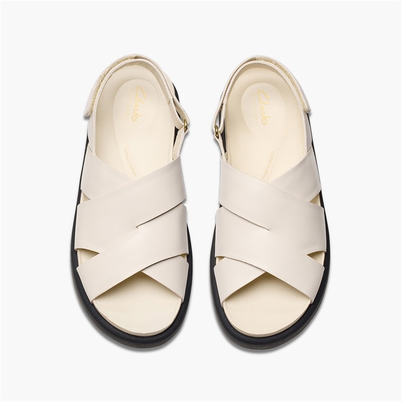 Clarks Dame Aristella Sol Ryg Rem Sandaler Cream Leather - Billede 2