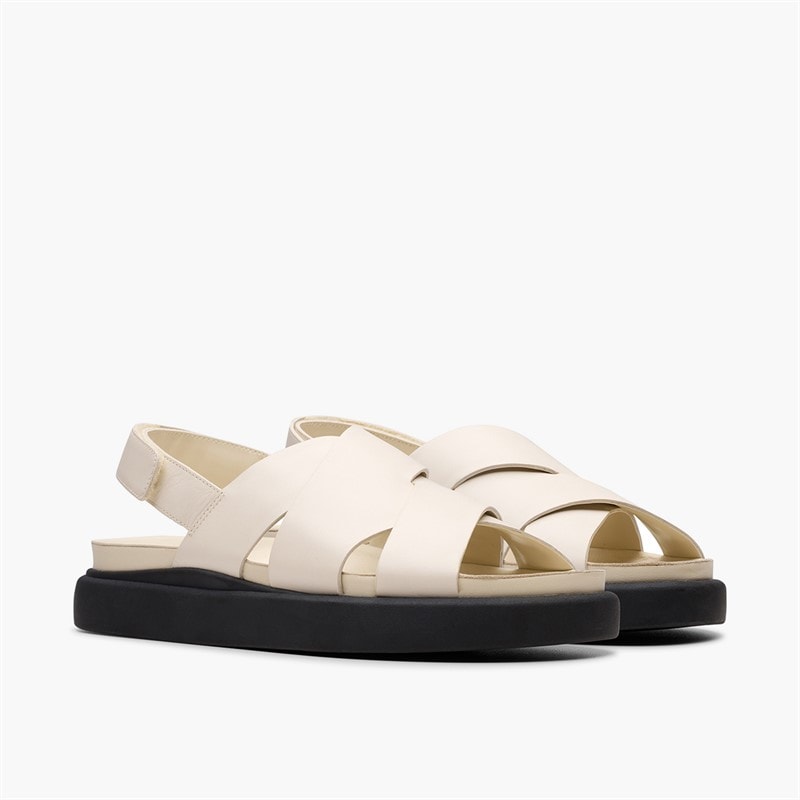 Clarks Dame Aristella Sol Ryg Rem Sandaler Cream Leather - Billede 4
