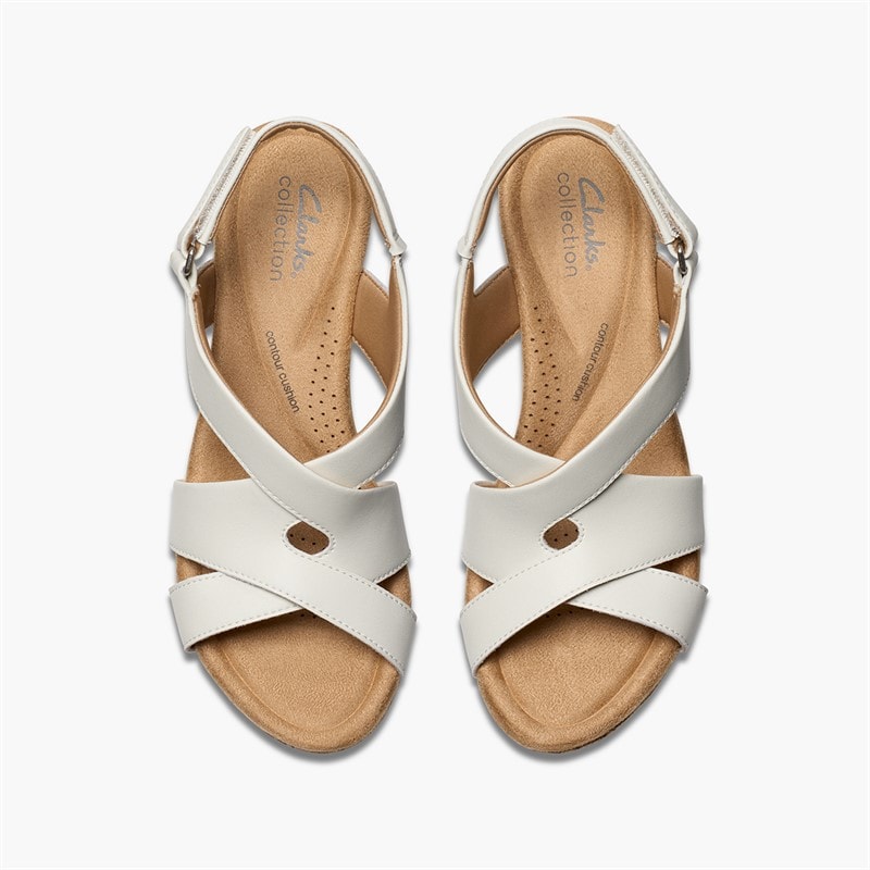 Clarks Dame Sandaler Med Kilehæl I Rosen Stil White Leather - Billede 2