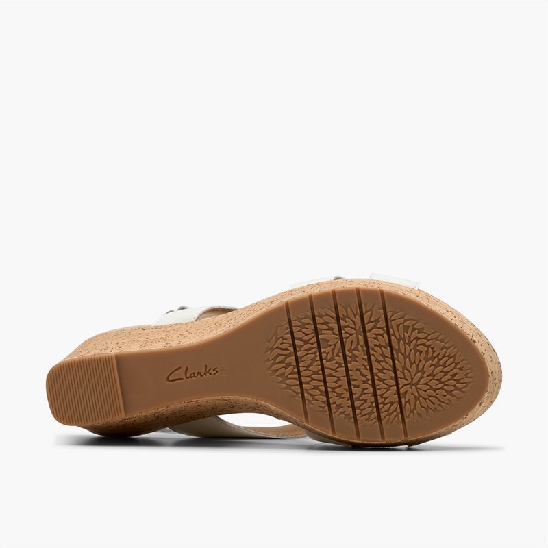Clarks Dame Sandaler Med Kilehæl I Rosen Stil White Leather - Billede 3