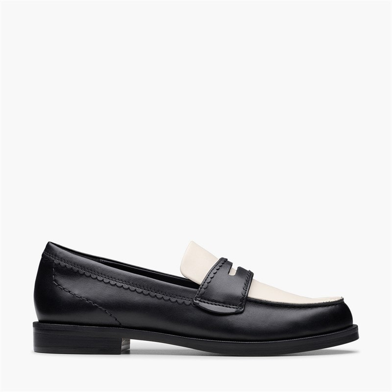 Clarks Dame Straven Edge Loafers Black Combi Leather
