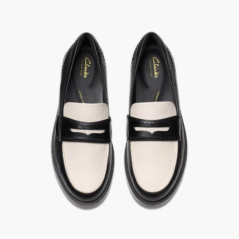 Clarks Dame Straven Edge Loafers Black Combi Leather - Billede 2
