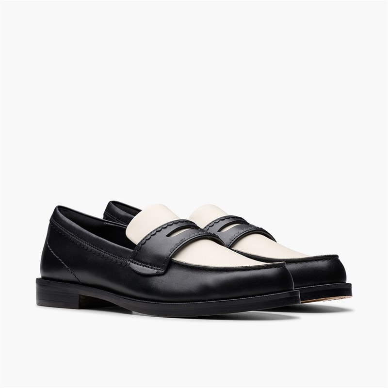 Clarks Dame Straven Edge Loafers Black Combi Leather - Billede 4