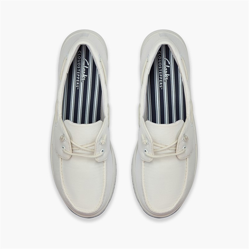 Clarks Dame Brinkley Edge Bådsko Hvid - Billede 2