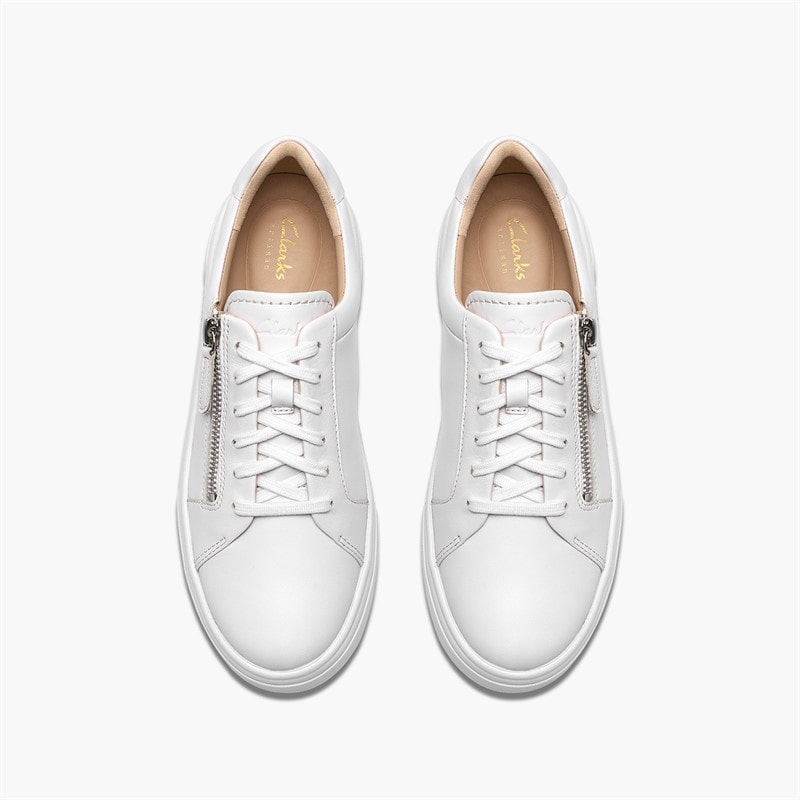 Clarks Dame Hollyrose Lynlås Træningssko White Leather - Billede 2