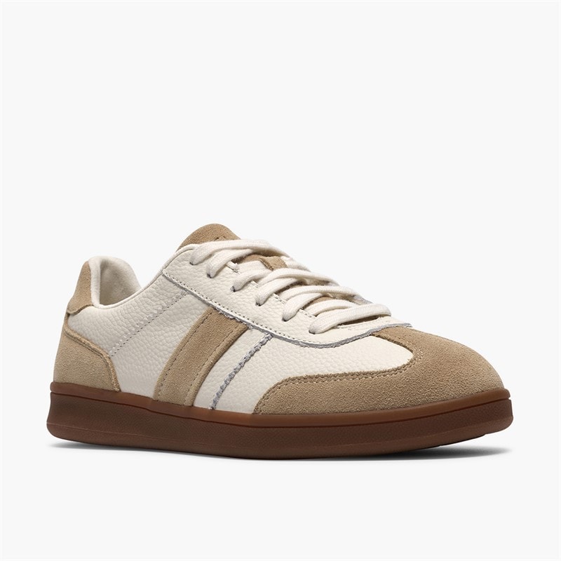 Clarks Dame Seco Speed Trænere White Combi Leather - Billede 4