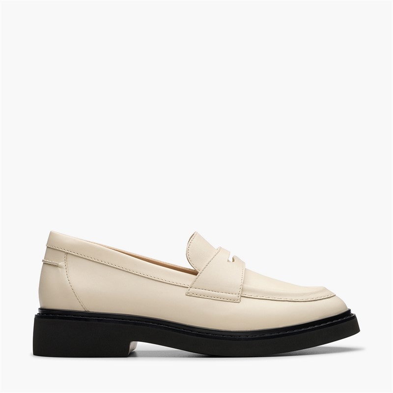Clarks Dame Splend kant loafers Cream Leather