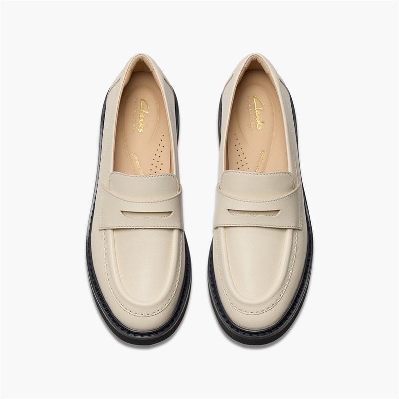 Clarks Dame Splend kant loafers Cream Leather - Billede 2