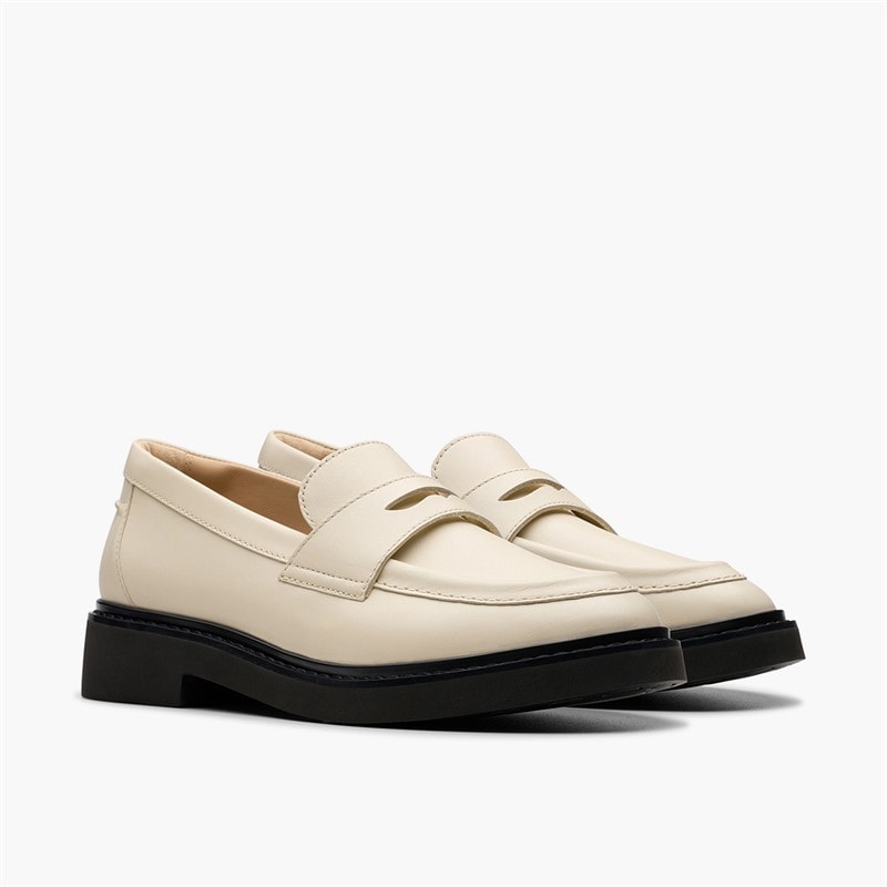 Clarks Dame Splend kant loafers Cream Leather - Billede 4