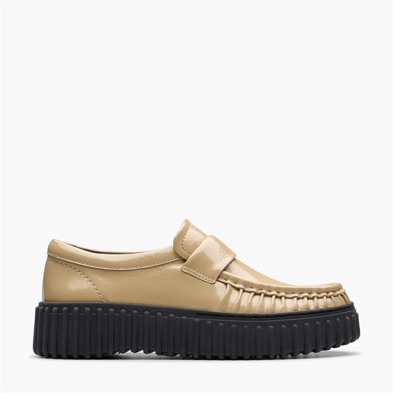 Clarks Damesko Torhill Moc Sko Beige Patent