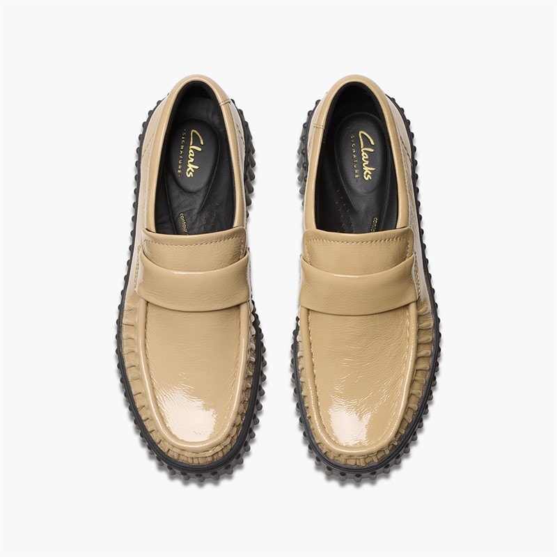 Clarks Damesko Torhill Moc Sko Beige Patent - Billede 2