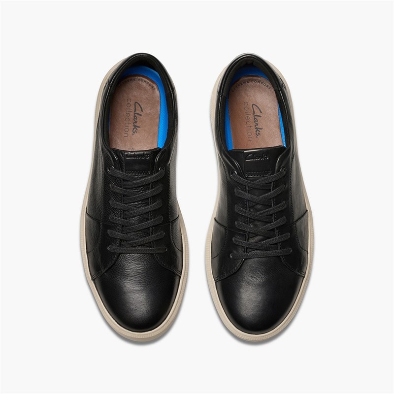 Clarks Herre Brodin Træningssko Black Leather - Billede 2