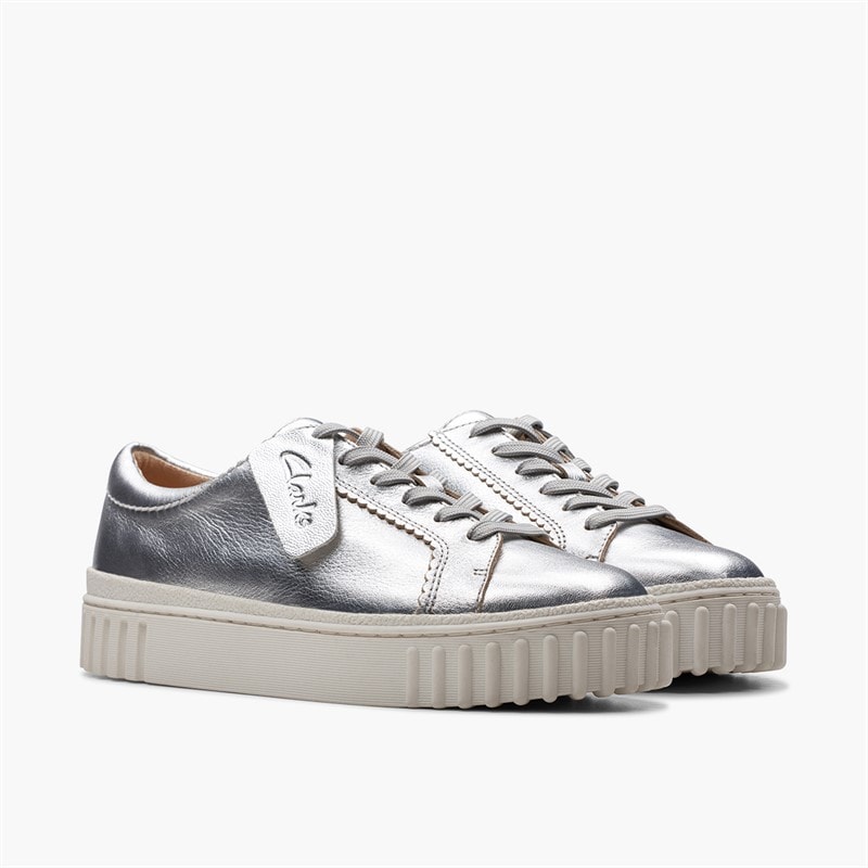 Clarks Dame Mayhill Walk Træningssko Silver Metallic - Billede 4