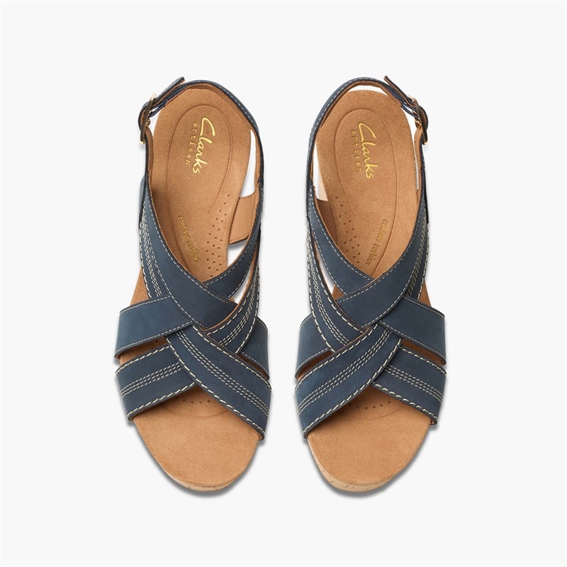 Clarks Dame Sabina Sling Back Kile Sandaler Navy Nubuck - Billede 2
