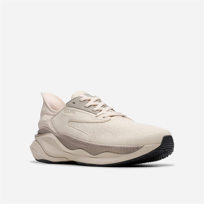 Clarks Herre Pace Træningssko Off White Combi - Billede 4