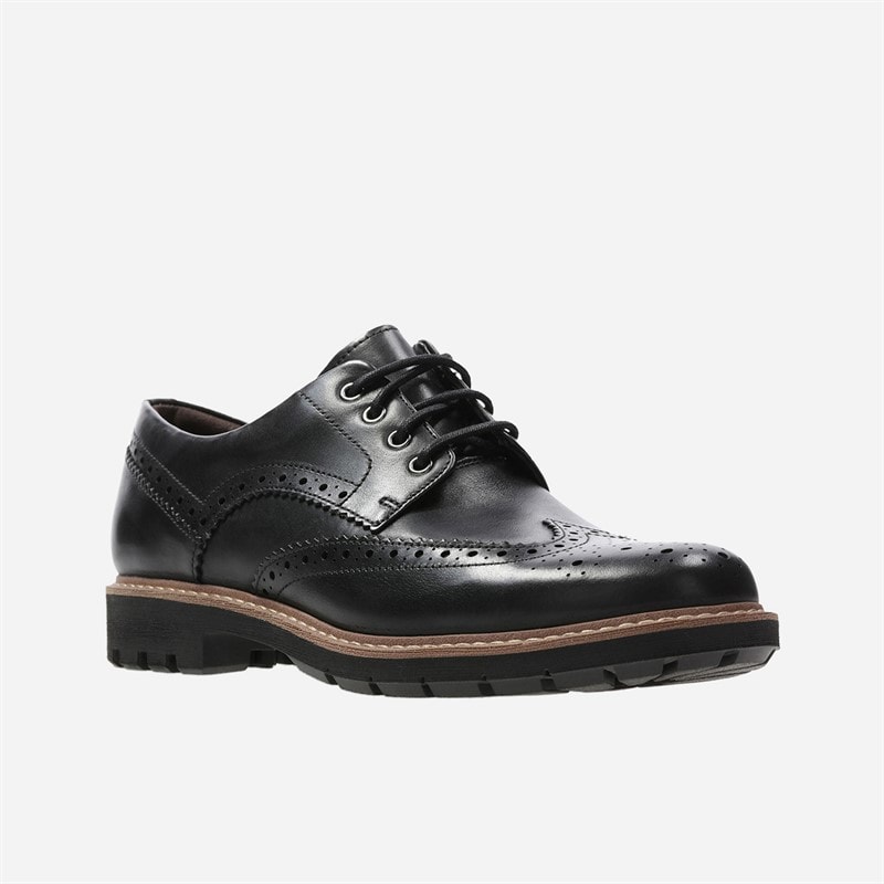 Clarks Herre Batcombe Wing Brogue Sko Black Leather - Billede 2