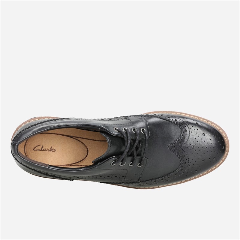 Clarks Herre Batcombe Wing Brogue Sko Black Leather - Billede 4