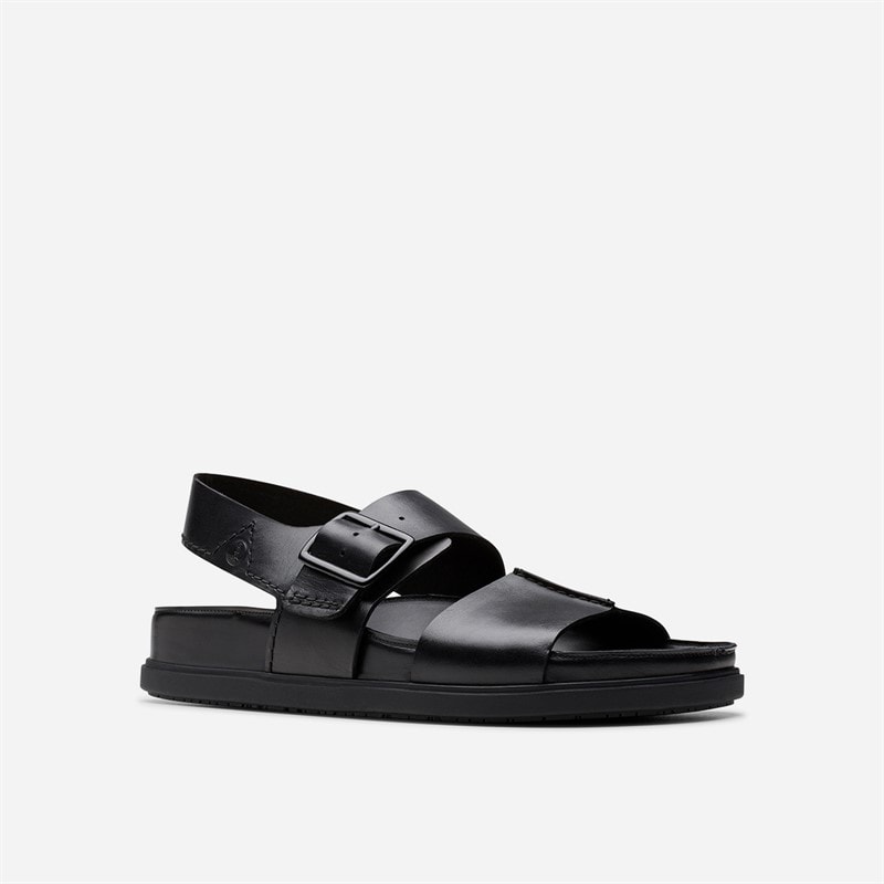 Clarks Herre Torford Ankelrem Sandaler Black Leather - Billede 2