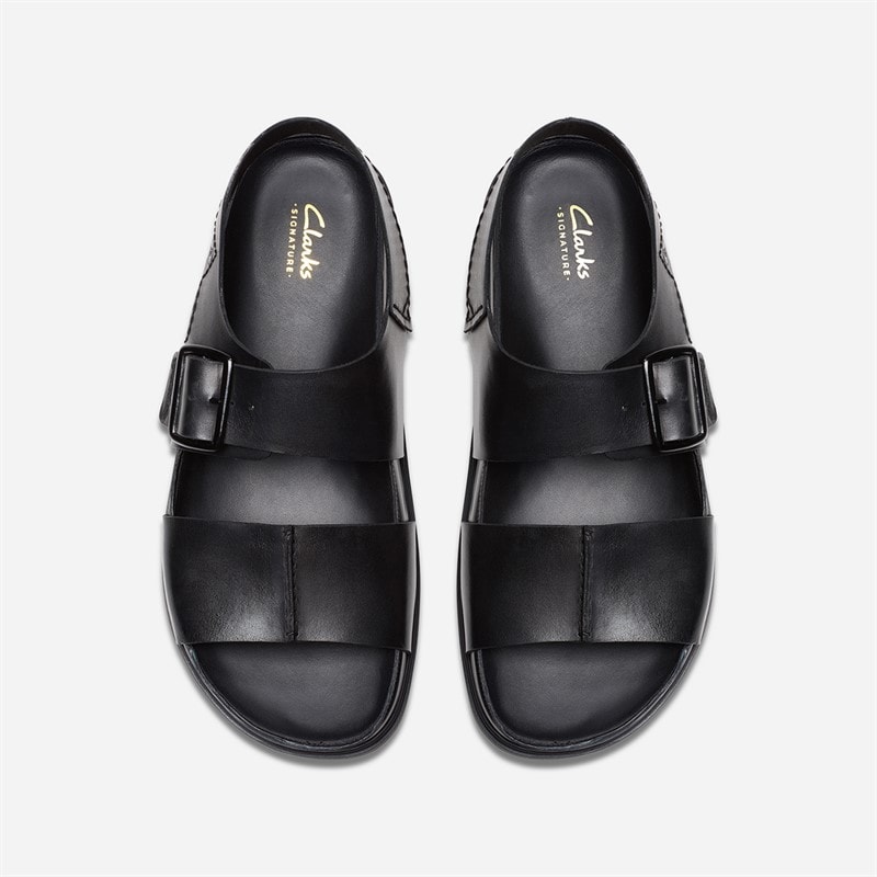 Clarks Herre Torford Ankelrem Sandaler Black Leather - Billede 4