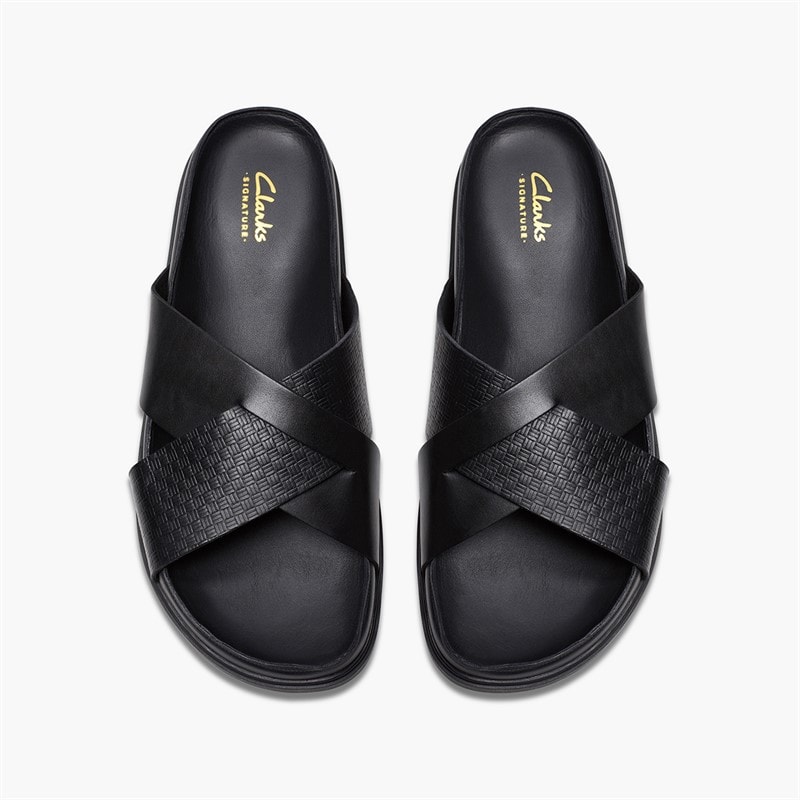 Clarks Herre Torford Krydsrem Sandaler Black Leather - Billede 2