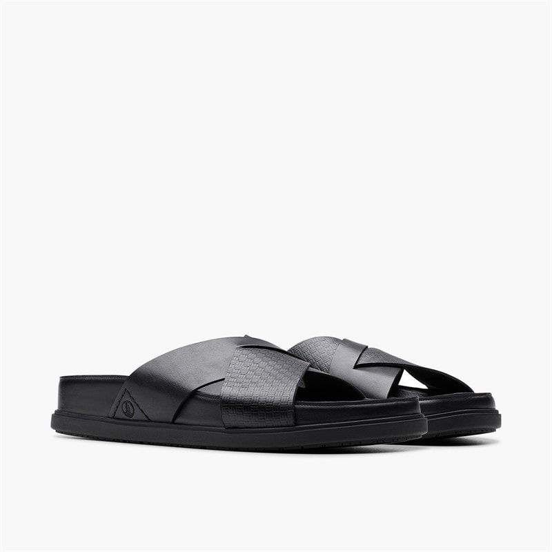 Clarks Herre Torford Krydsrem Sandaler Black Leather - Billede 4