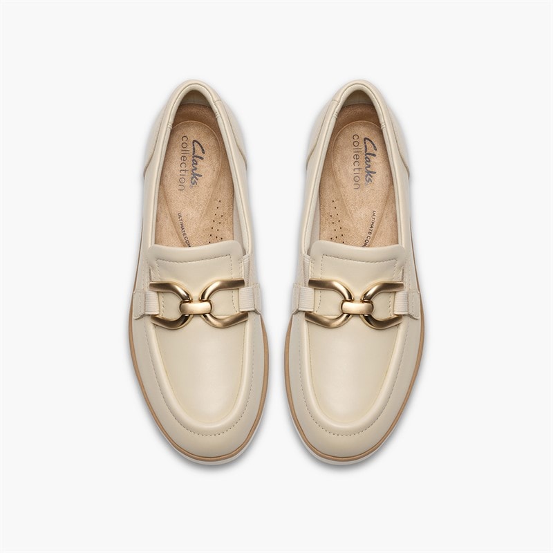 Clarks Dame Zylah Top Mokkasiner Cream Leather - Billede 2