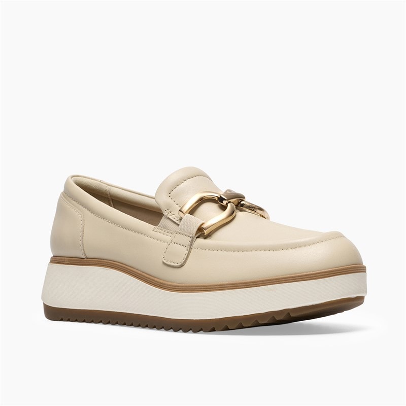 Clarks Dame Zylah Top Mokkasiner Cream Leather - Billede 4
