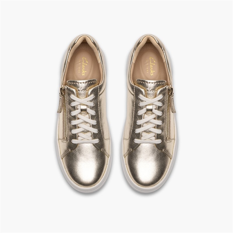 Clarks Dame Hollyrose Lynlås Sko Gold Leather - Billede 2