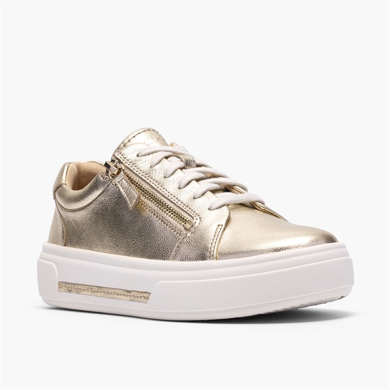 Clarks Dame Hollyrose Lynlås Sko Gold Leather - Billede 4