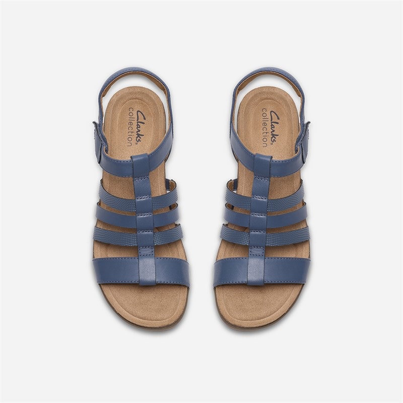 Clarks Dame Kacha Step Sandaler Denim Blue Leather - Billede 2