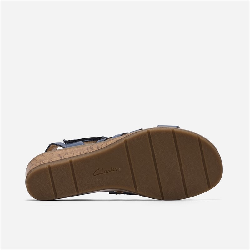 Clarks Dame Kacha Step Sandaler Denim Blue Leather - Billede 3