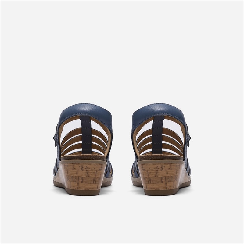 Clarks Dame Kacha Step Sandaler Denim Blue Leather - Billede 5