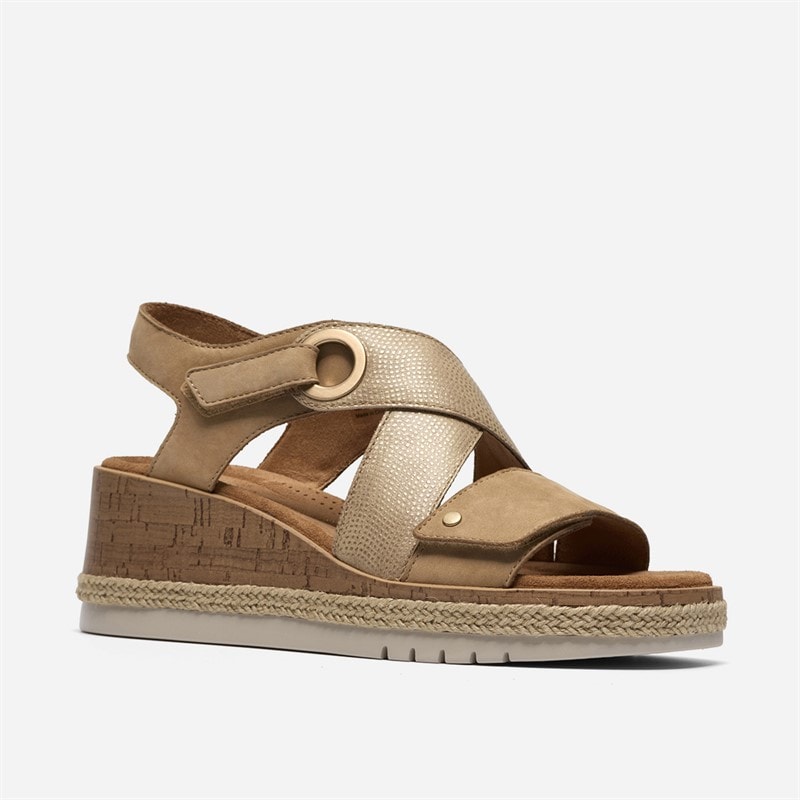 Clarks Dame Kidiki Solsandaler Beige Combi - Billede 4
