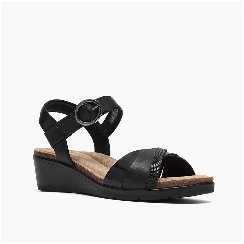 Clarks Dame Kacha Twist Sandaler Black Leather - Billede 4