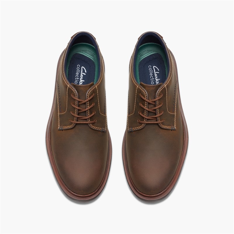 Clarks Herre Burchill Derby Sko Beeswax Leather - Billede 2