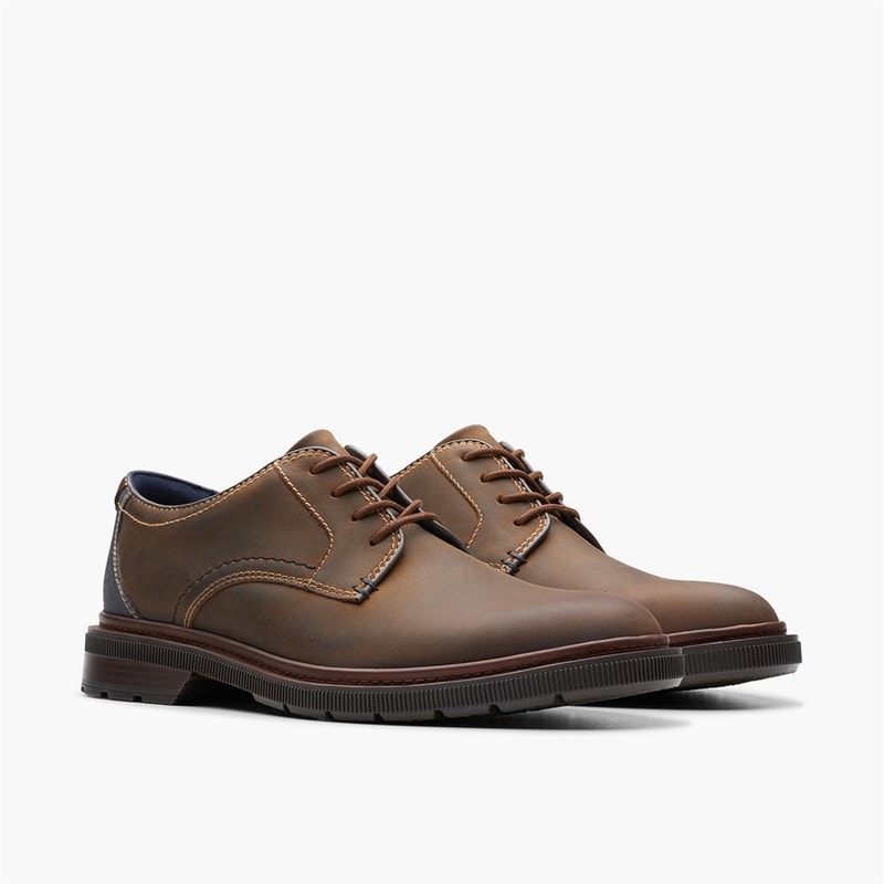 Clarks Herre Burchill Derby Sko Beeswax Leather - Billede 4