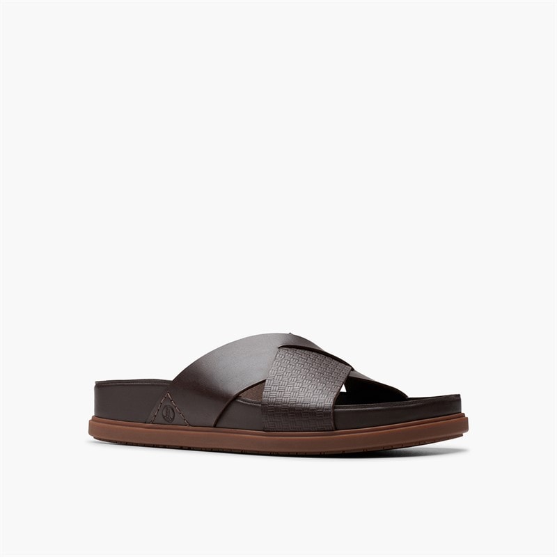 Clarks Herre Torford Krydsrem Sandaler Brown Leather - Billede 2