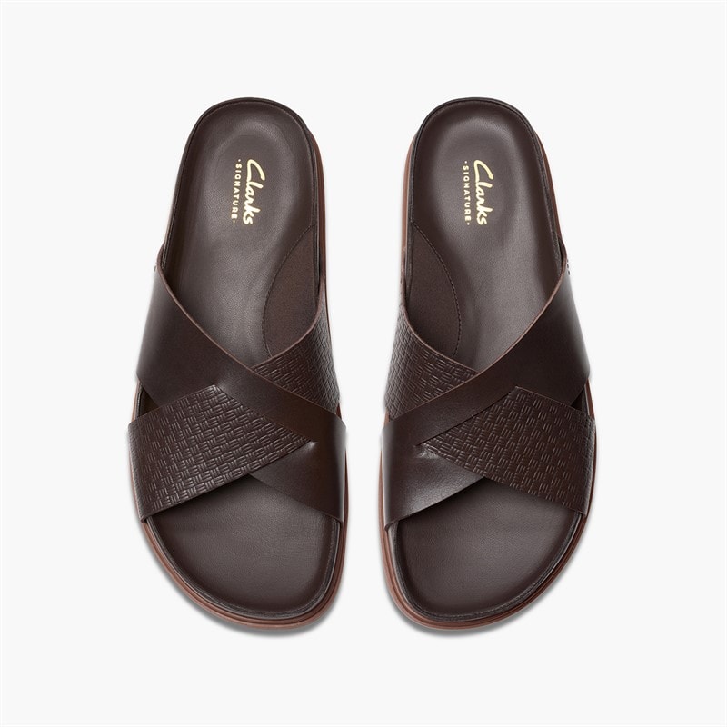 Clarks Herre Torford Krydsrem Sandaler Brown Leather - Billede 4