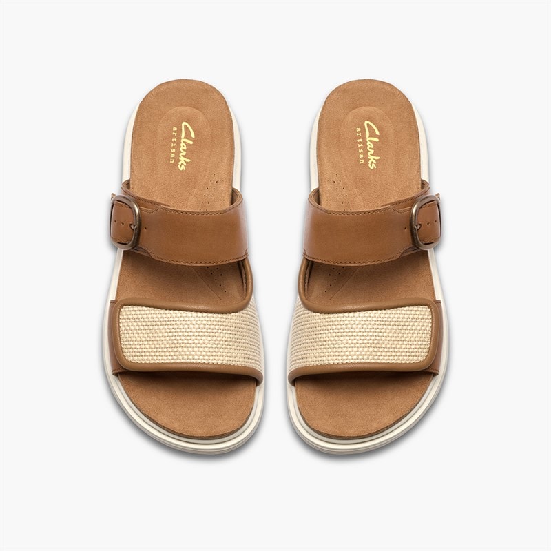 Clarks Dame Arwell Dobbelt Rem Sandaler Tan Leather - Billede 2