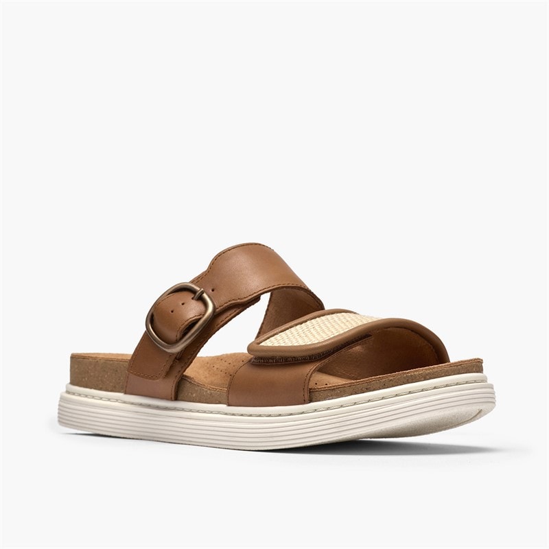 Clarks Dame Arwell Dobbelt Rem Sandaler Tan Leather - Billede 4