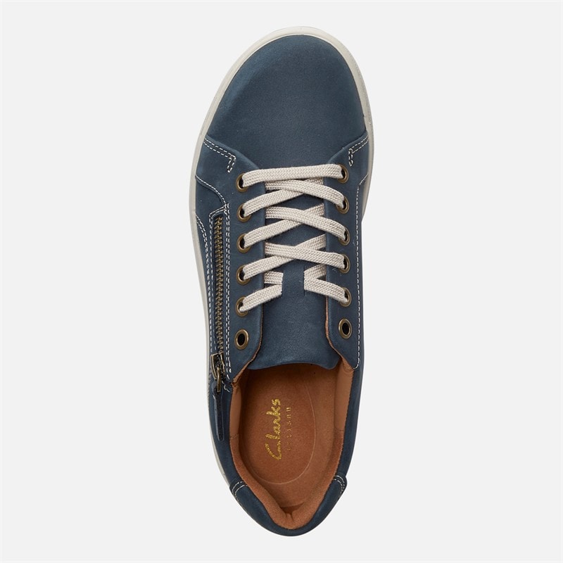 Clarks Dame Nalle Wide Fit Træningssko Navy Nubuck - Billede 4