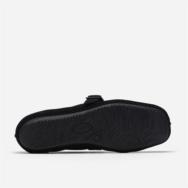 Clarks Dame Freckle T Bar Loafers Black Suede - Billede 3