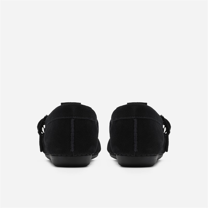 Clarks Dame Freckle T Bar Loafers Black Suede - Billede 5