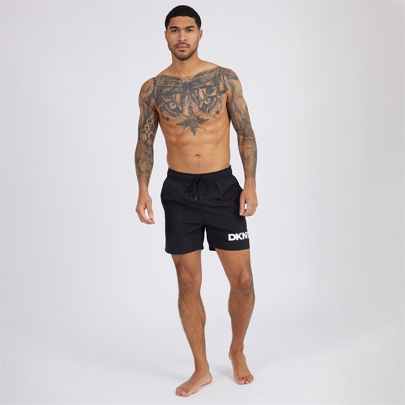 DKNY Herre Kastos Solid Svømme Shorts Sort - Billede 3